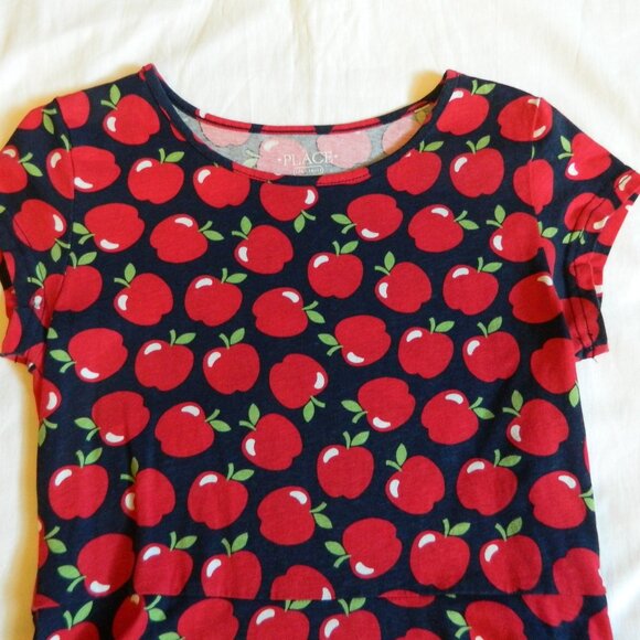 Girls size 10/12 Knit Dress Back To School Apples The Children's Place - Picture 2 of 3